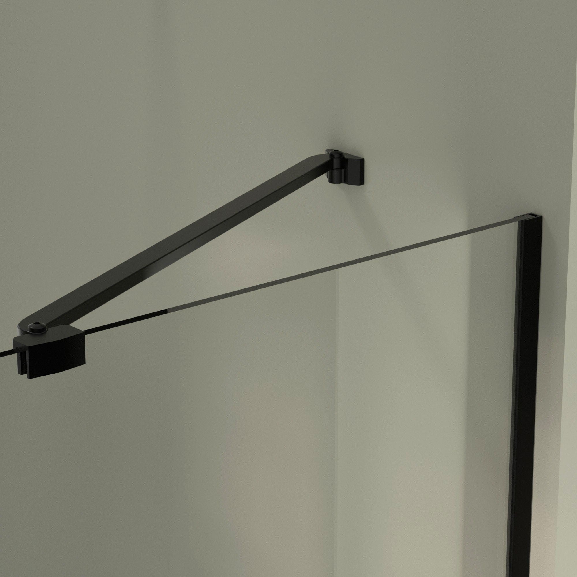 Semi-Frameless Double Hinges Shower Door In Matte , Tempered Glass, Reversible Installation - Black