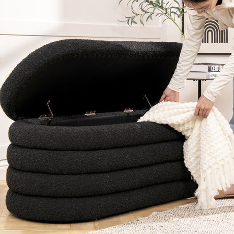 Fuji - Upholstered Oval Storage Bench by Jennifer Taylor Home | Bel Furniture