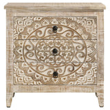 Mariska - 3-Drawer Wood Mandala Cabinet - Distressed White by Coaster Fine Furniture | Bel Furniture