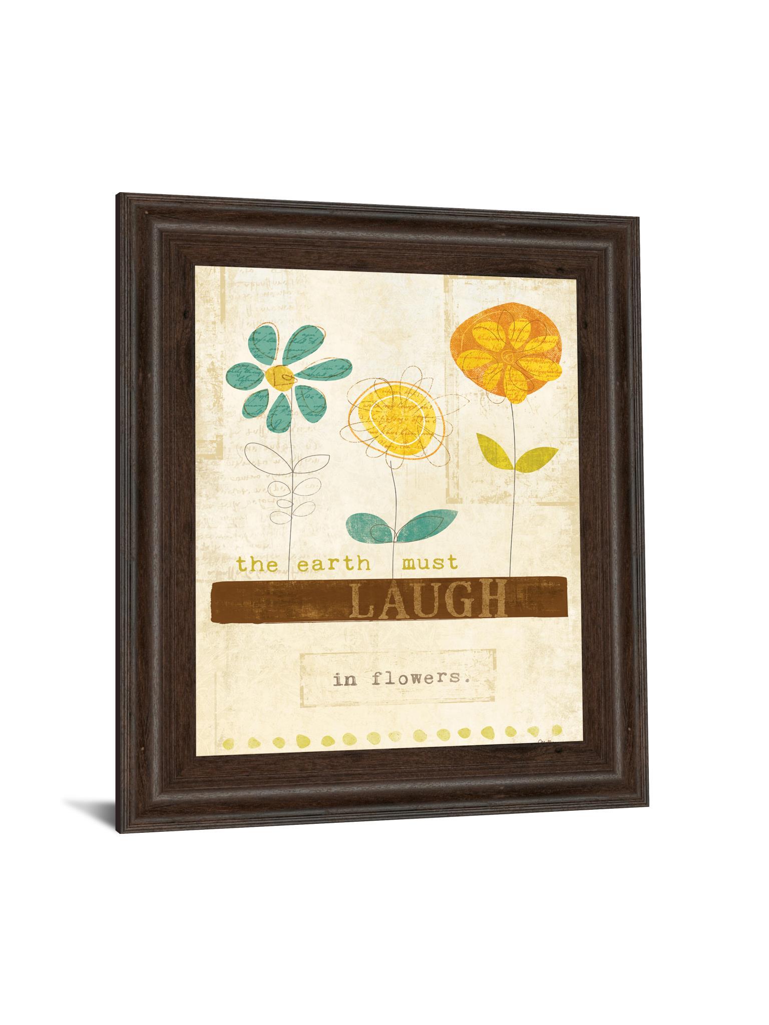 Laugh In Flowers By Mollie B - Framed Print Wall Art - Orange