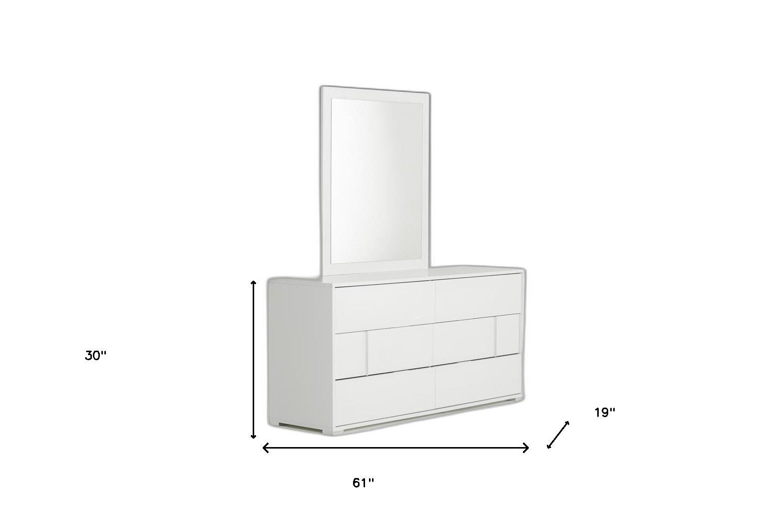 Six Drawer, Double Dresser - White