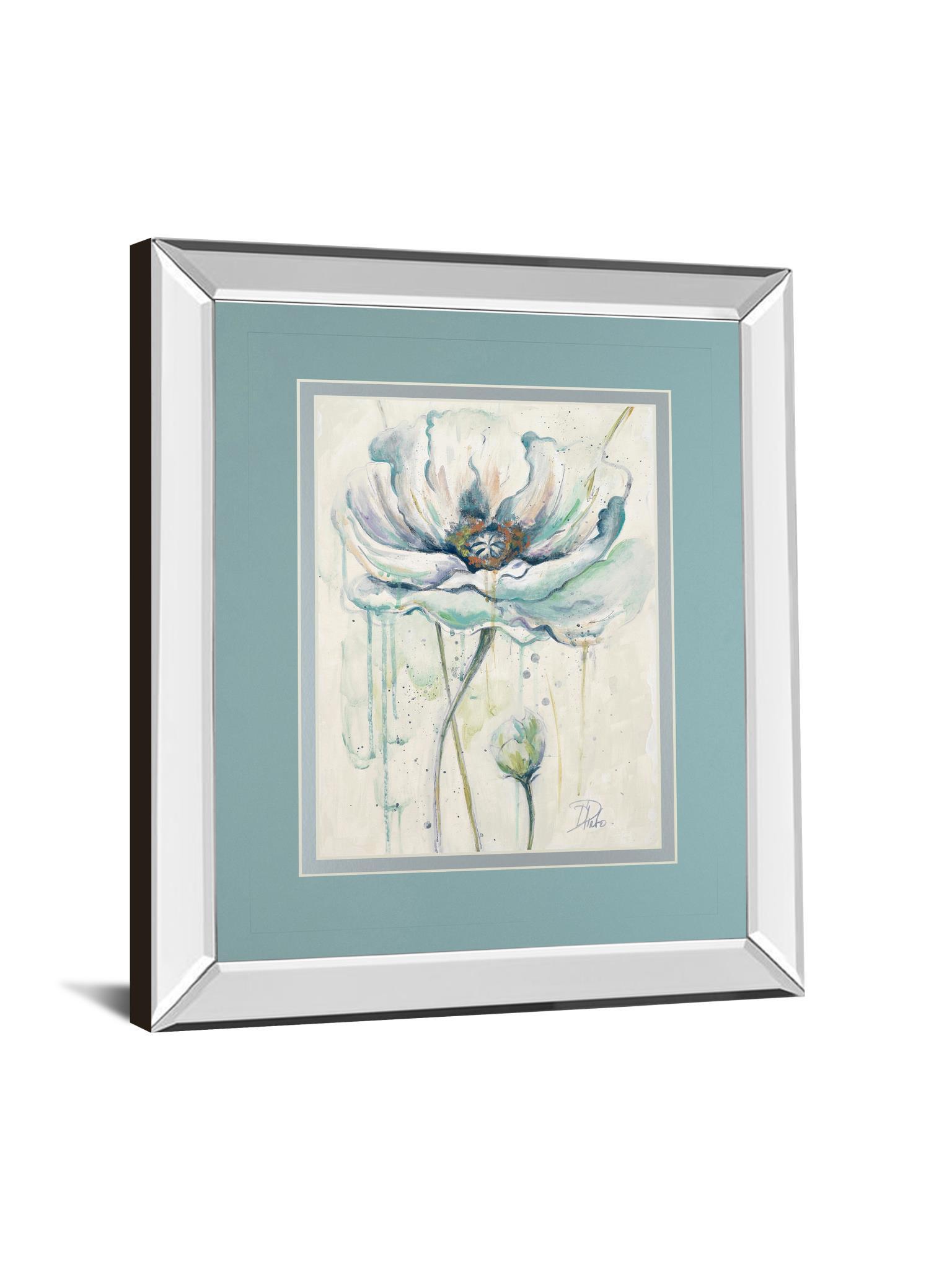 Fresh Poppies Il By Patricia Pinto - Mirror Framed Print Wall Art - Blue