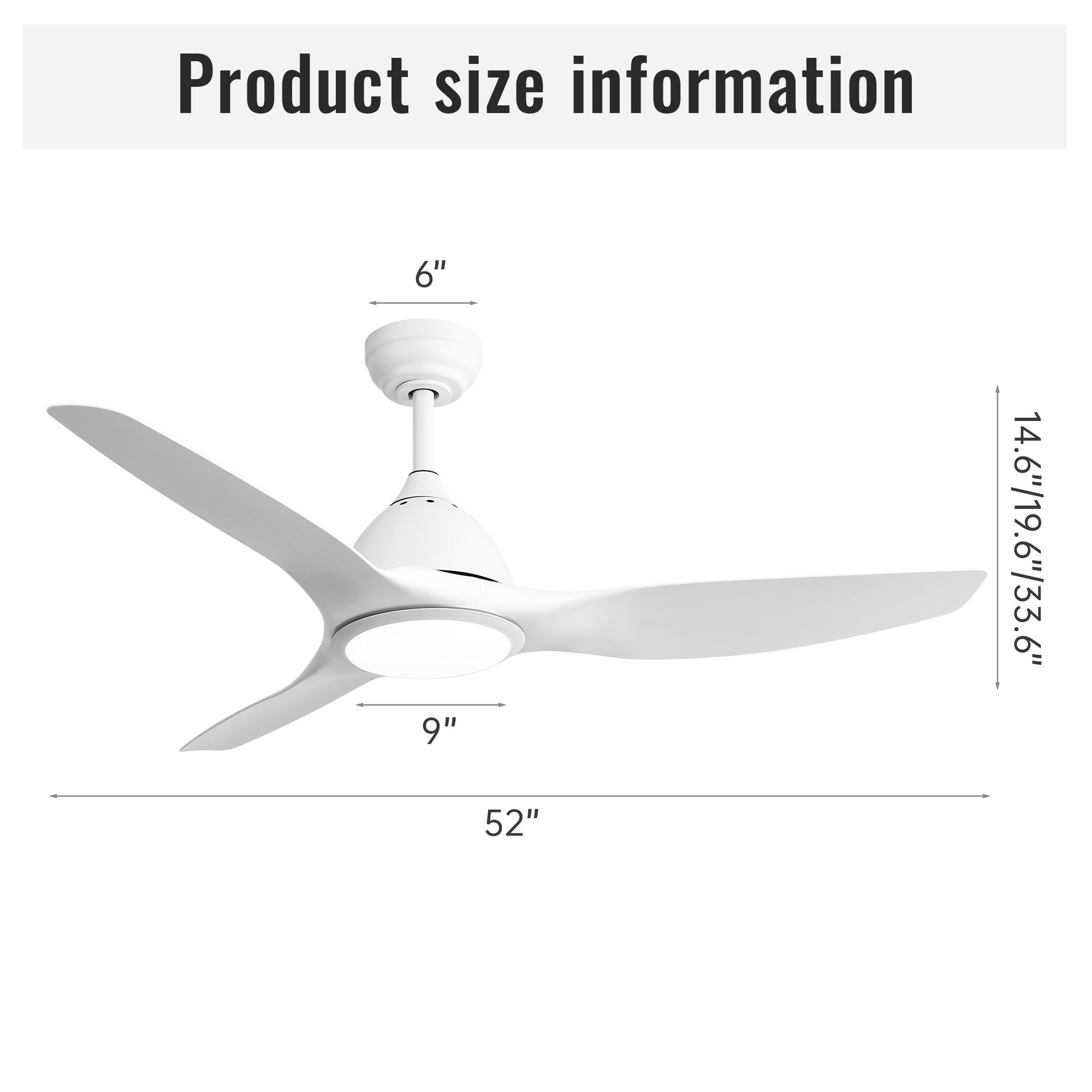 Modern Ceiling Fan With 22W Led Light, 3 ABS Fan Blades Dc Motor Ceiling Fan For Bedroom Living Room