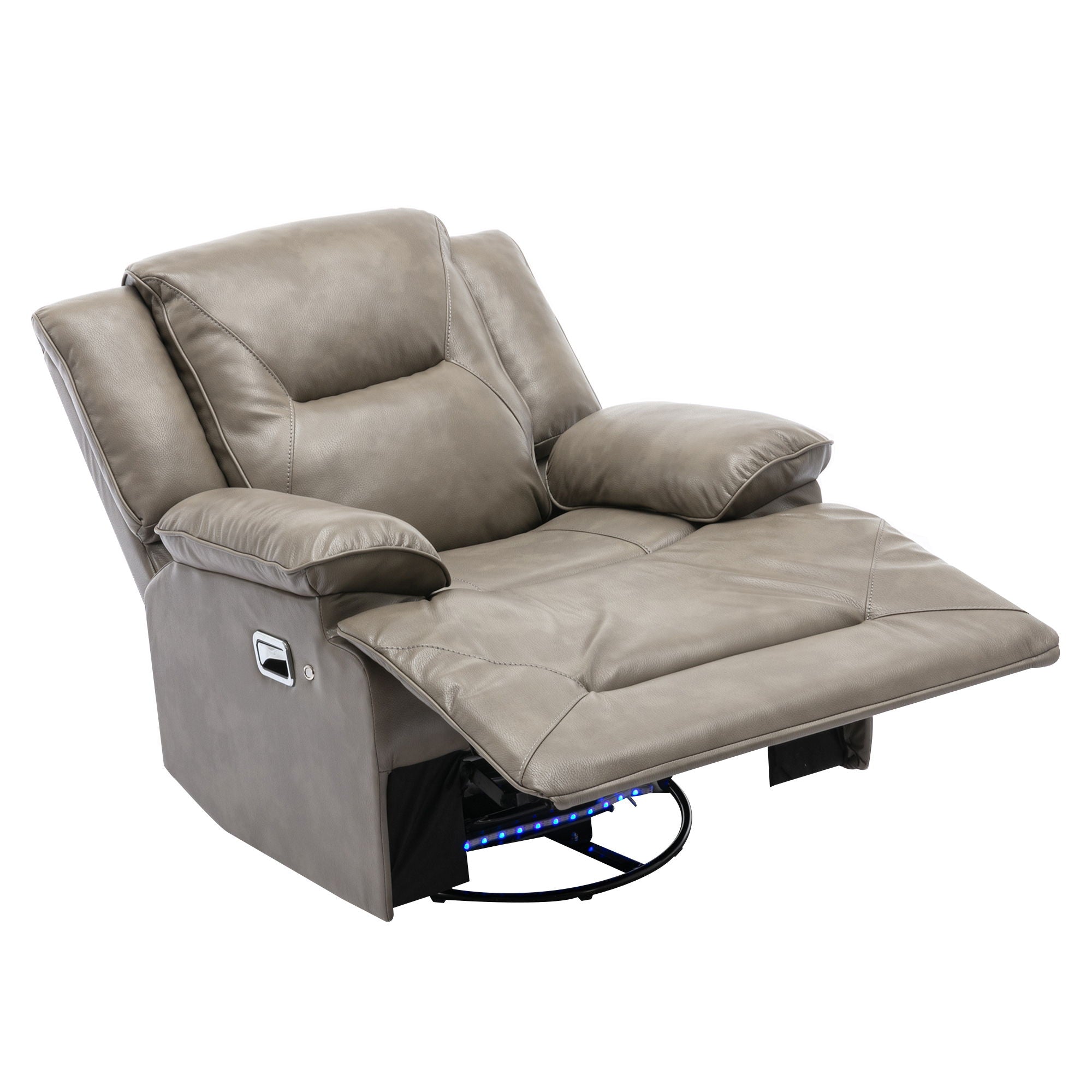 360° Swivel And Rocking Home Theater Recliner Manual Recliner Chair With A Led Light Strip For Living Room