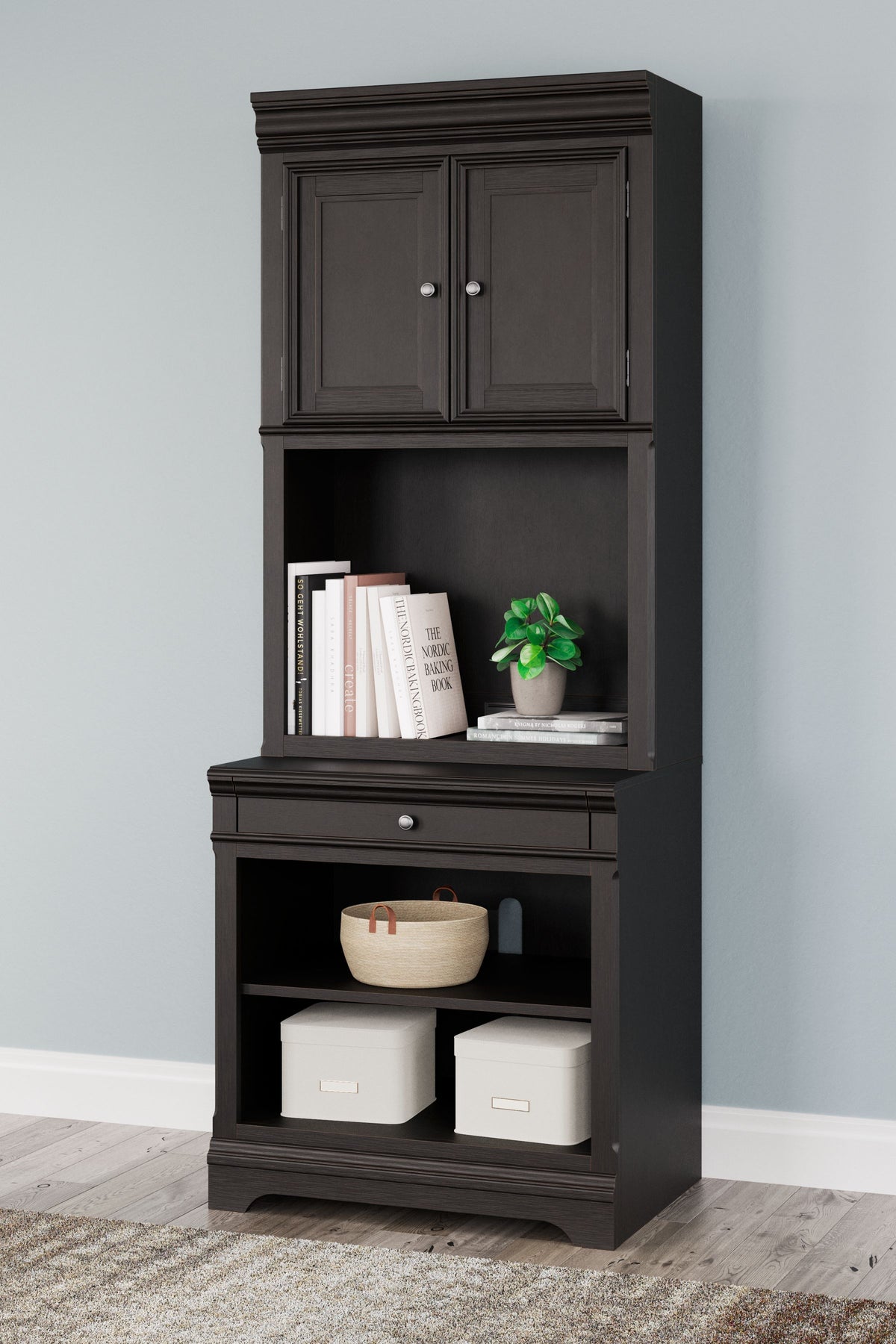 Beckincreek - Black - Bookcase With Door Hutch by Signature Design by Ashley® | Bel Furniture