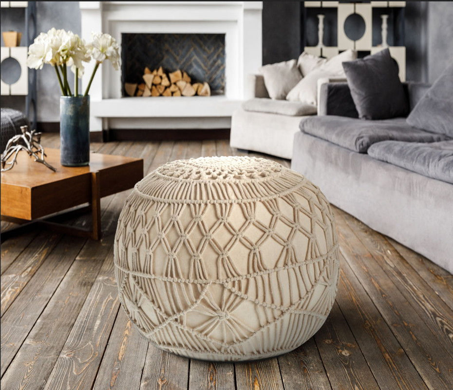 Cotton Ottoman Round - Cream