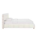 Pula - Queen Platform Bed With Upholstered Headboard, Slat Support, No Box Spring Needed - Ivory