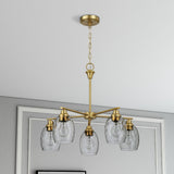 Elegance 5 Lights Linear Arms With Chain Chandelier - Clear / Gold by Ashcroft Furniture | Bel Furniture