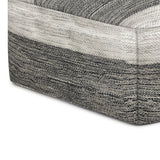 Mathis - Square Woven Outdoor / Indoor Pouf - Gray / White by Simpli-Home | Bel Furniture