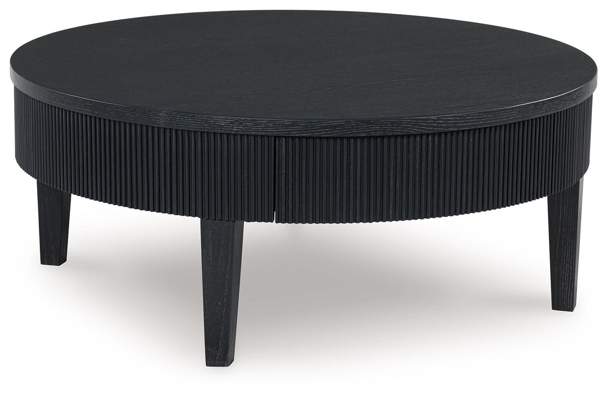 Marstream - Black - Round Cocktail Table by Signature Design by Ashley® | Bel Furniture