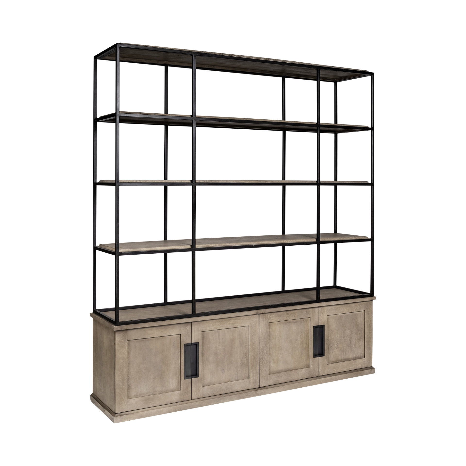 Wood And Iron 3 Shelves Shelving Unit - Light Brown