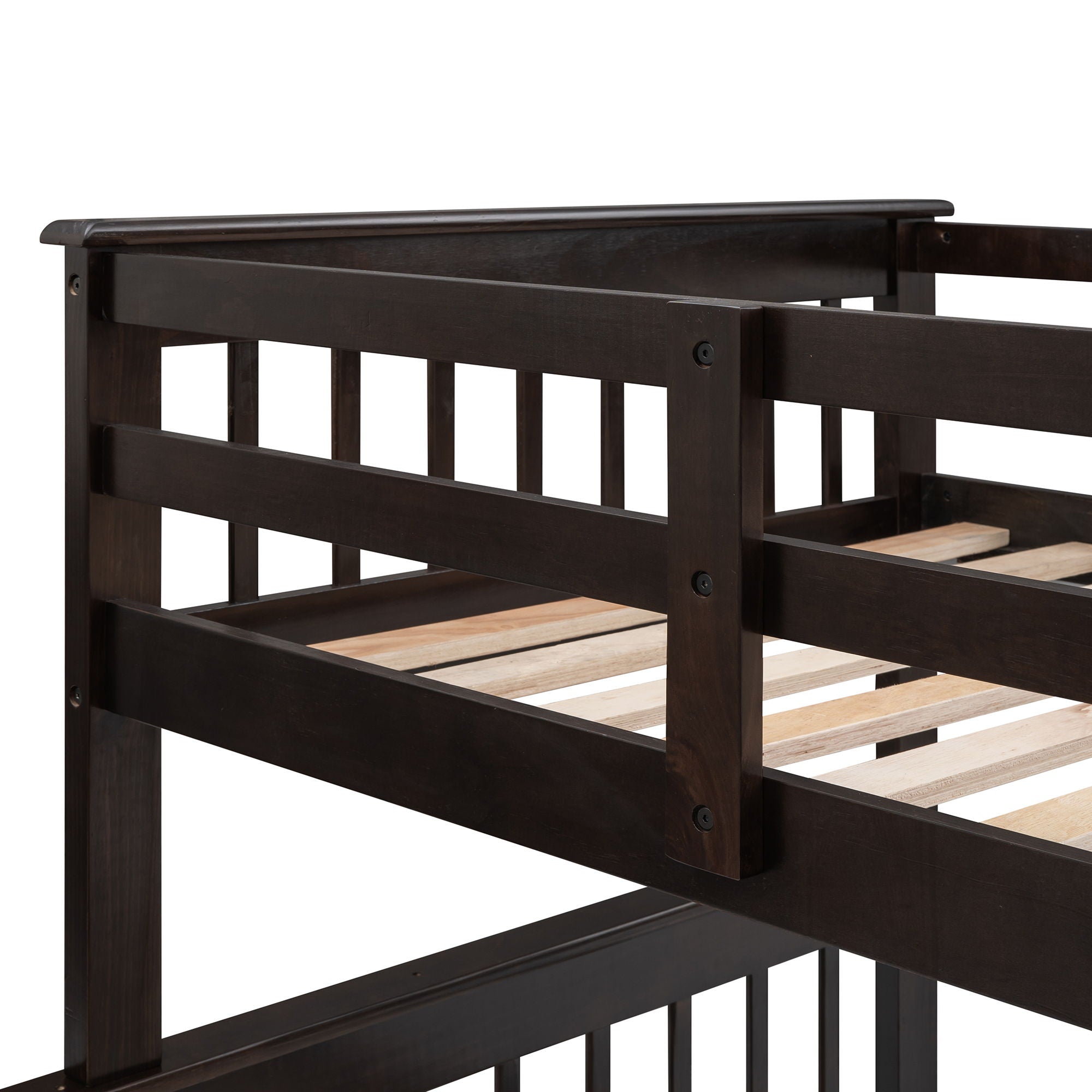 Stairway Bunk Bed With Storage And Guard Rail For Bedroom