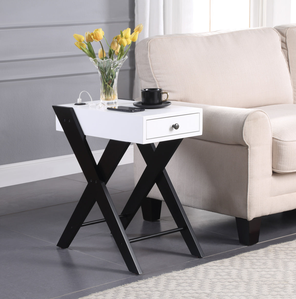 Fierce - Accent Table With Built - In USB Port by Urban Nest | Bel Furniture