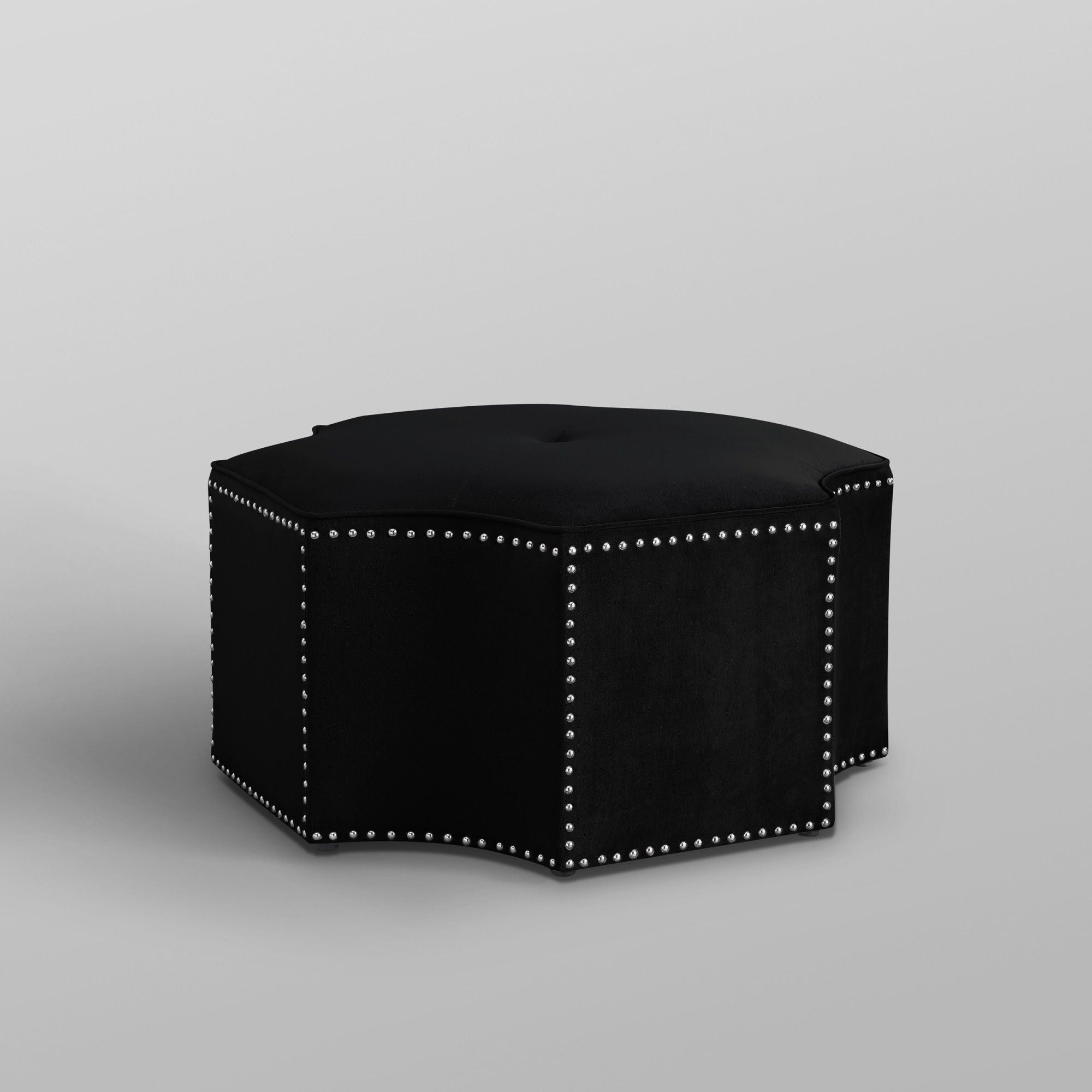 Velvet Specialty Cocktail Ottoman - Black