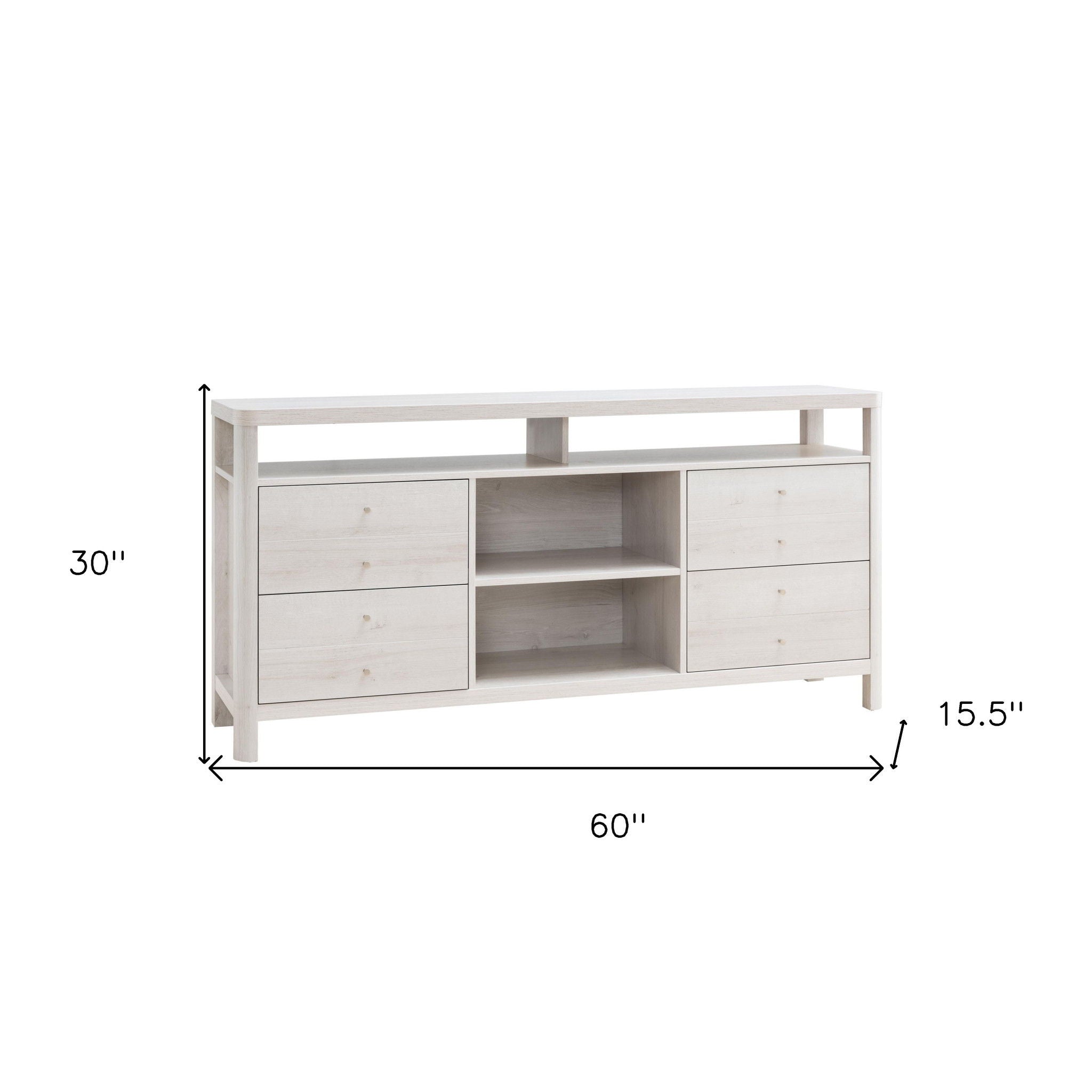 Manufactured Wood Cabinet Enclosed Storage TV Stand - White Oak