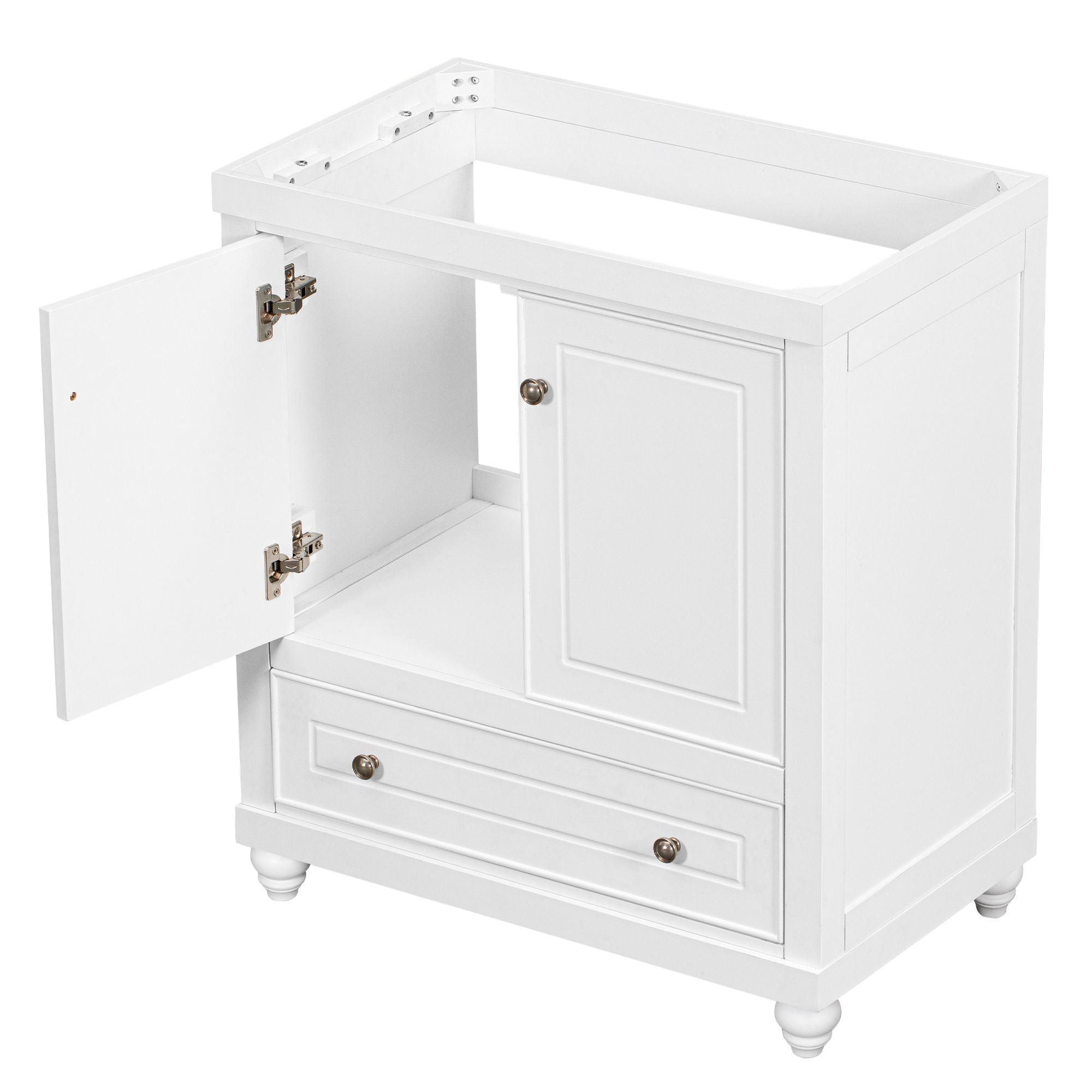 Bathroom Vanity Without Sink, Base Only, Cabinet With Doors And Drawer, Solid Frame And MDF Board - White