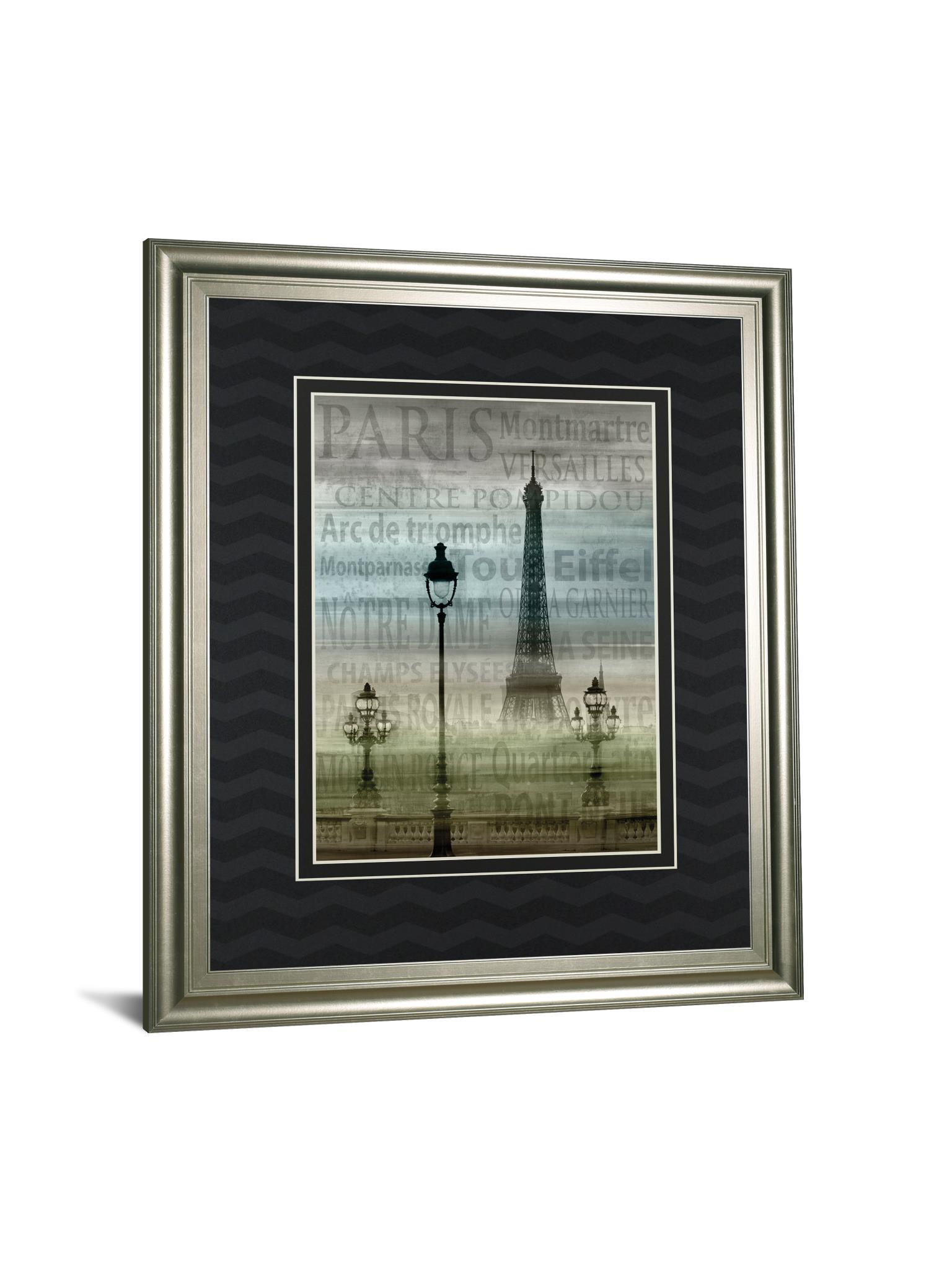 Paris 1 By Allen Lanbert - Framed Print Wall Art - Blue