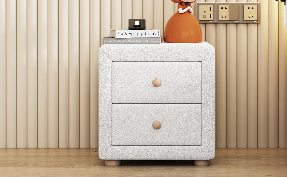 Teddy Fleece Nightstand With 2 Drawers