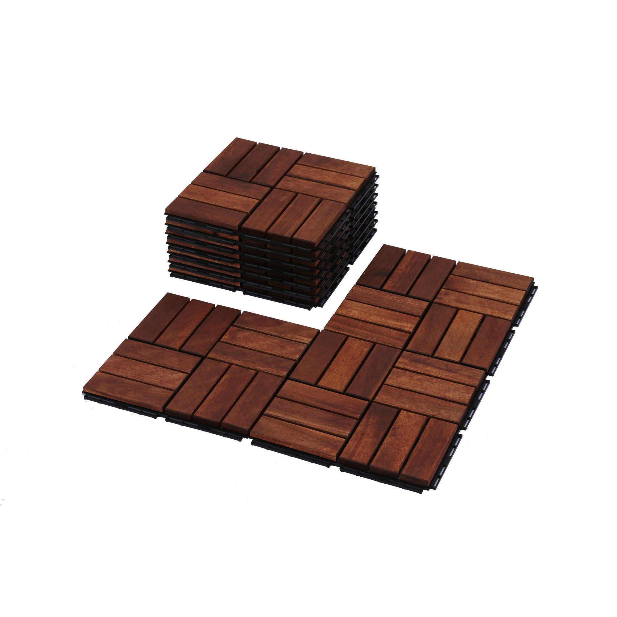 Interlocking Deck Tiles Checker Pattern, Square Acacia Hardwood Outdoor Flooring For Patio, Bancony, Pool Side