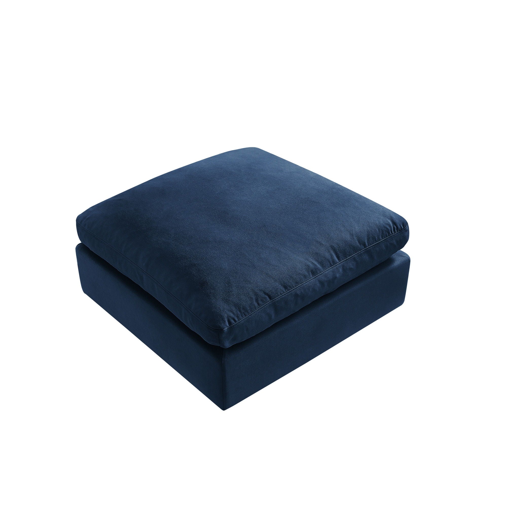 Linen Ottoman - Navy Blue / Black