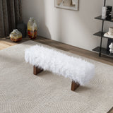 Henley - Fur Bench - White Khaki by Ashcroft Furniture | Bel Furniture