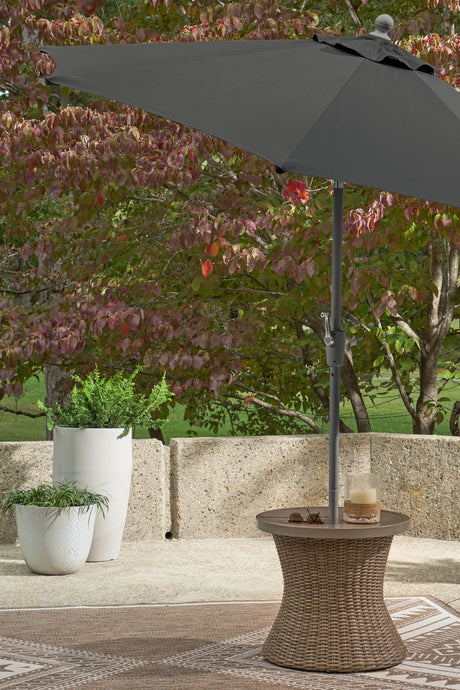 Laguna Heights - Round End Table With Umbrella Option - Beige - view 5