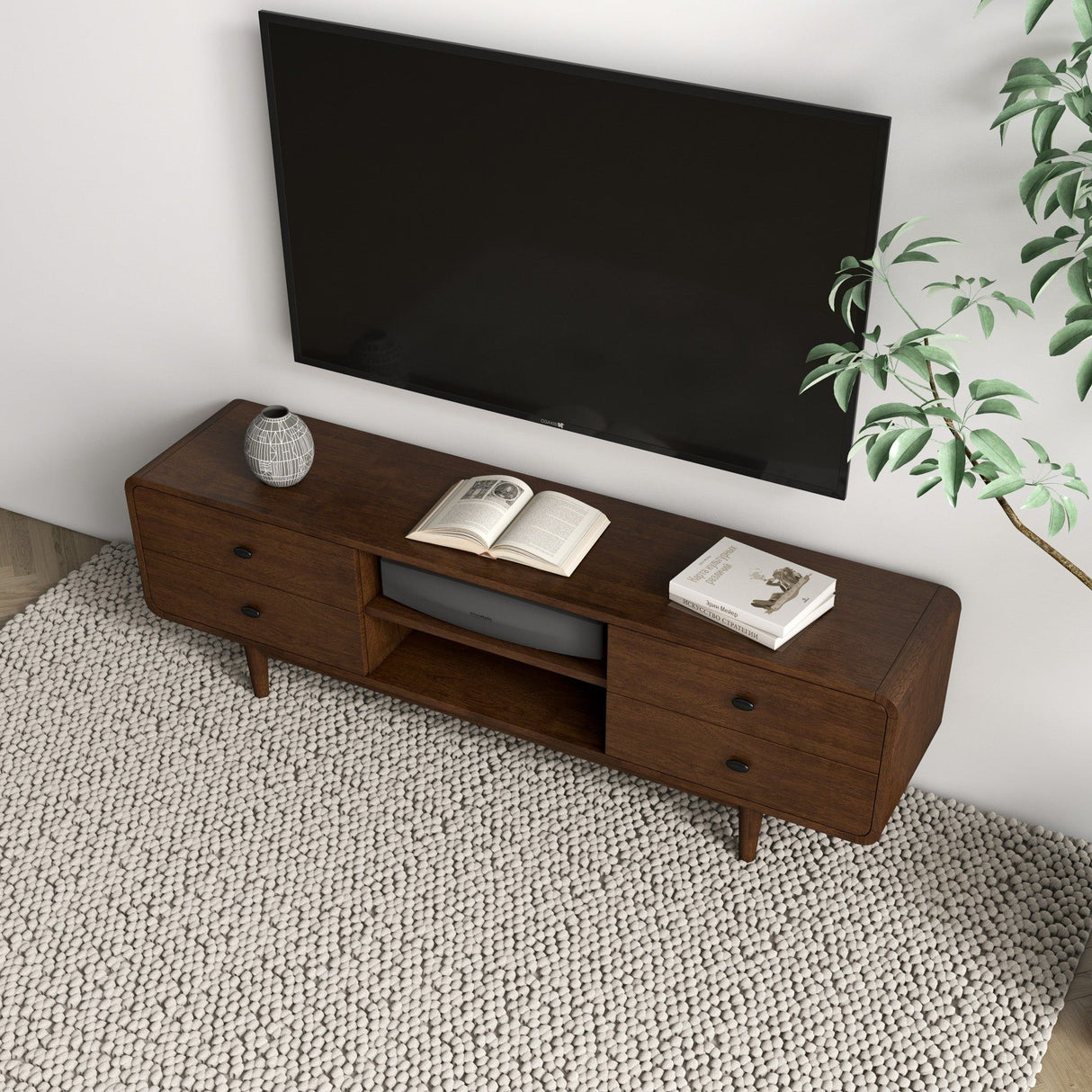 Alexa - Mid-Century Modern Style TV Stand - Dark Brown / Wood by Ashcroft Furniture | Bel Furniture