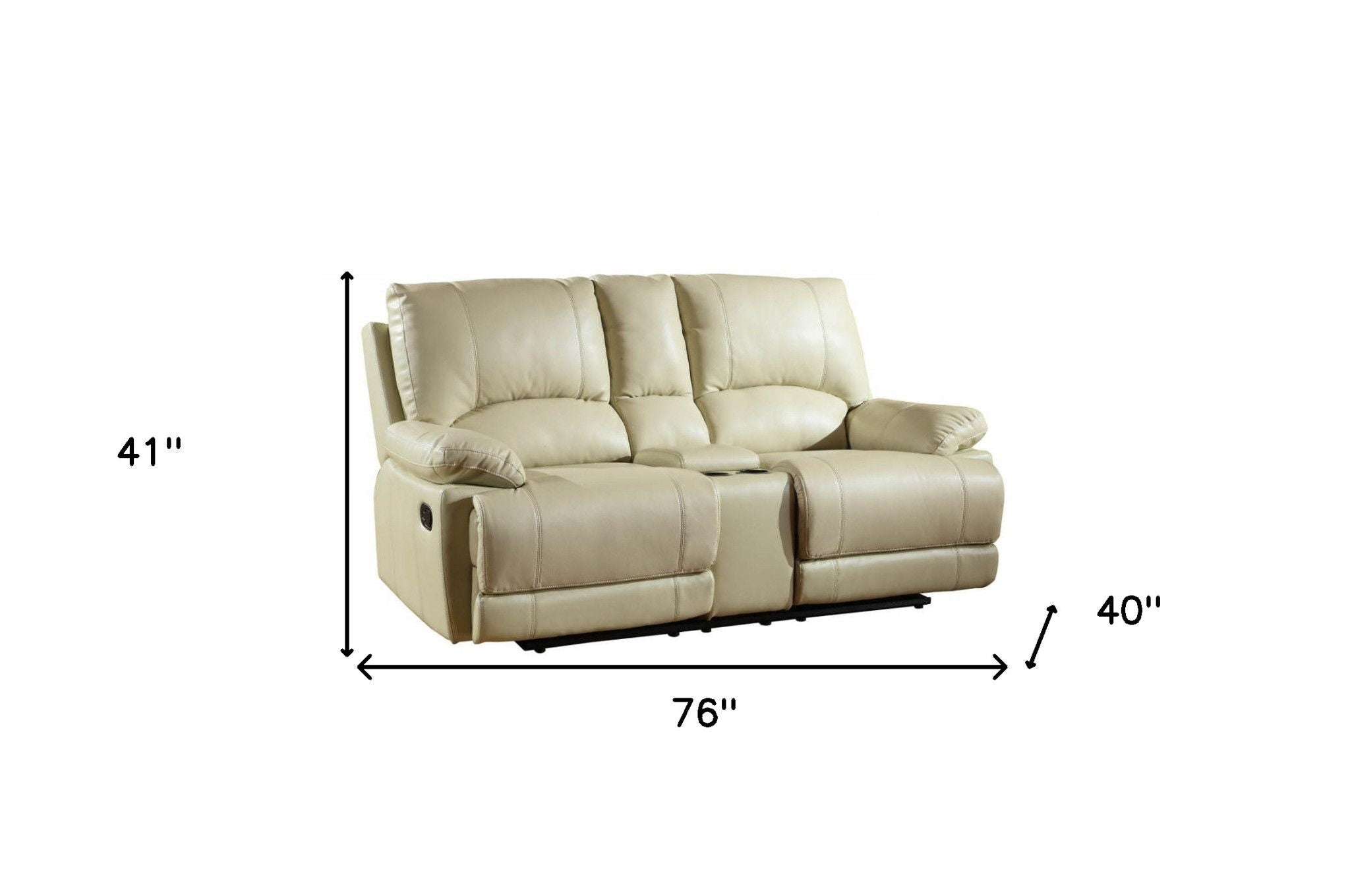 Faux Leather Love Seat Manual Reclining With Storage - Beige