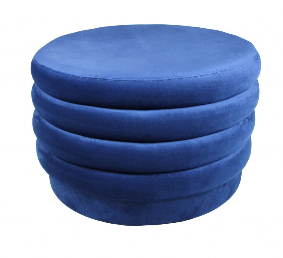 Velvet Tufted Cocktail Ottoman Round - Blue