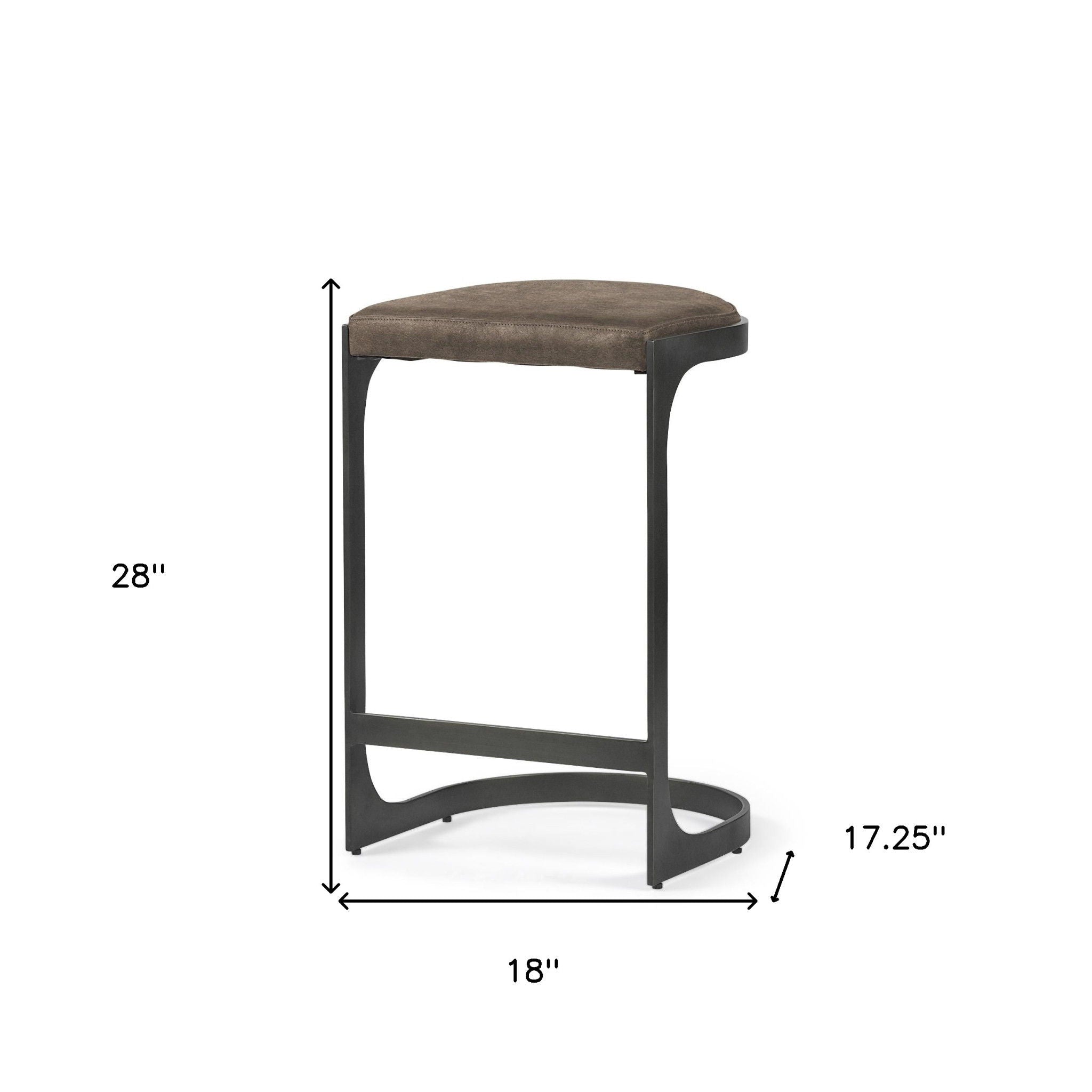 Leather And Iron Backless Counter Height Bar Chair - Brown