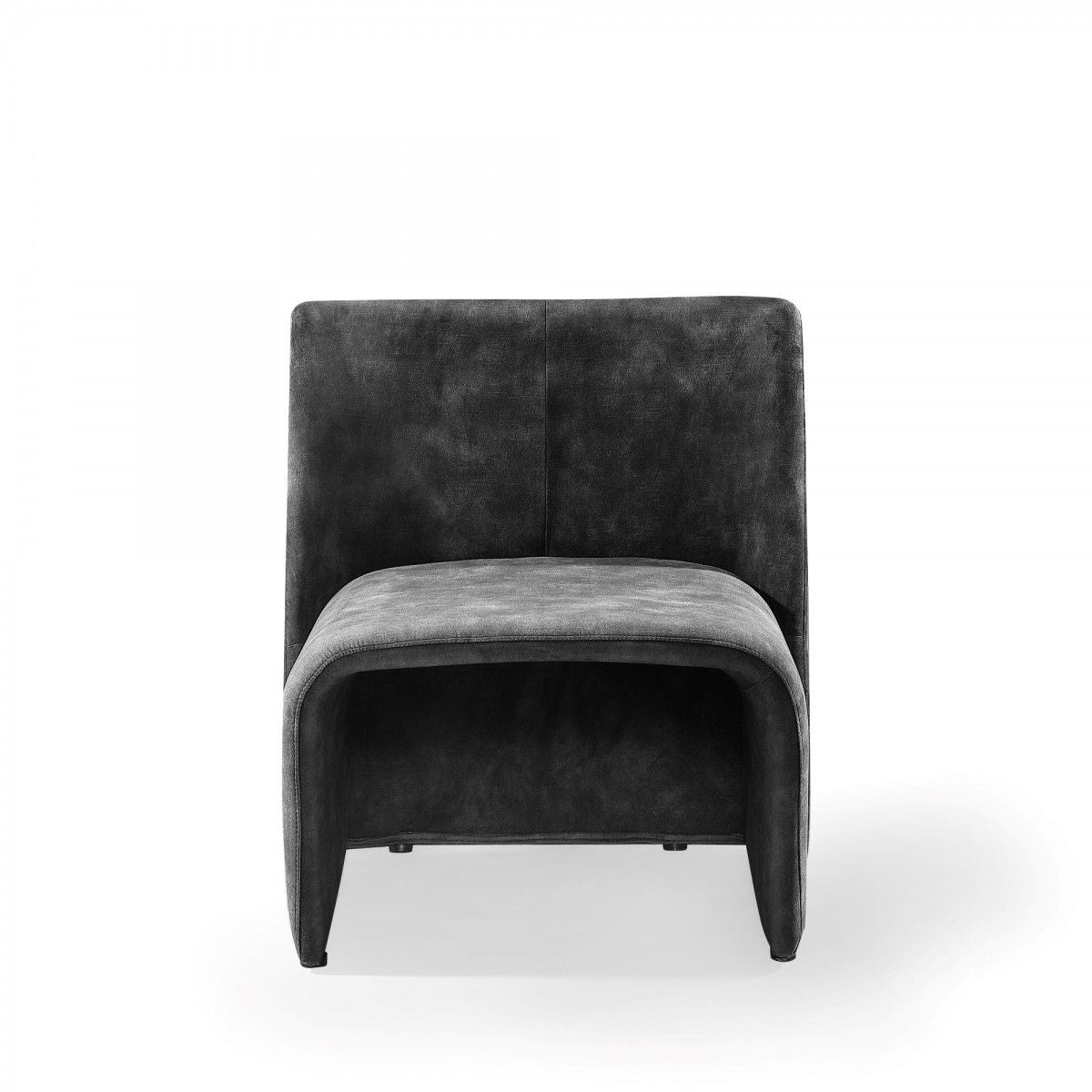 Velvet Solid Color Side Chair - Dark Gray