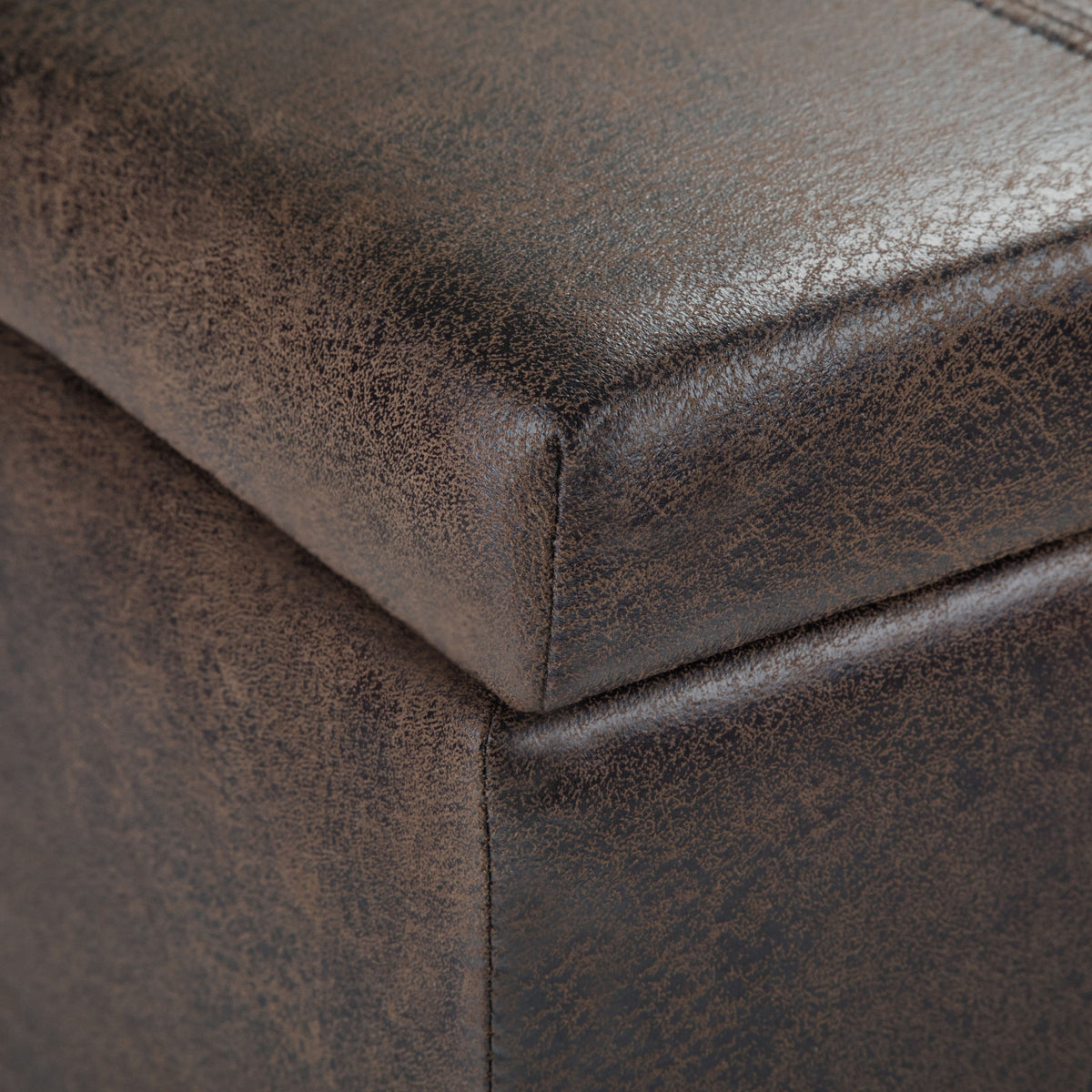 Dover - Storage Ottoman Bench - Distressed Brown by Simpli-Home | Bel Furniture