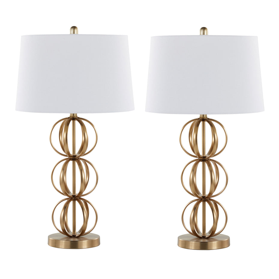 Linx - Contemporary Table Lamp (Set of 2) - Gold / White