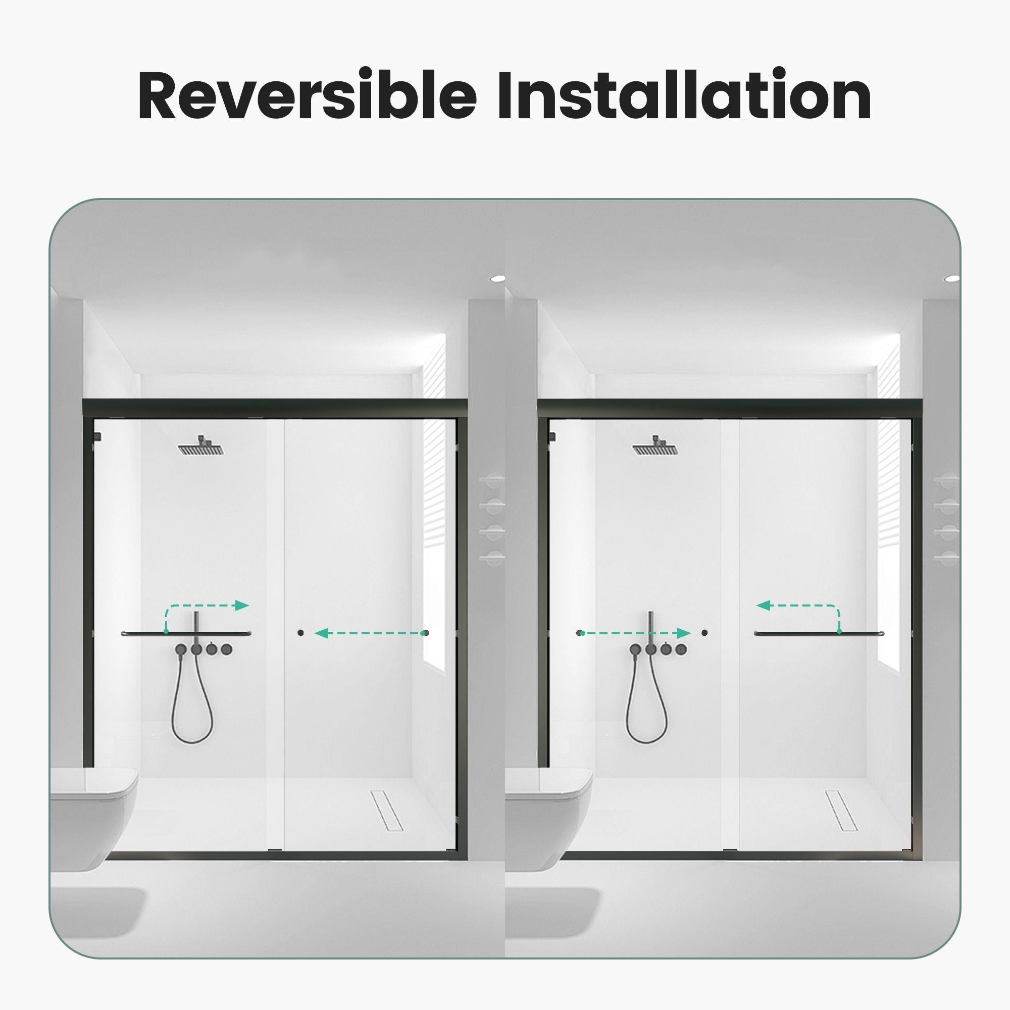 Semi-Frameless Double Sliding Shower Door, Bypass Shower Door, 1 / 4" (6Mm) Thick SGCC Tempered Glass Door