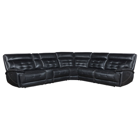 Hewitt - Leather Upholstered Power Reclining Sectional - Black by Coaster Fine Furniture | Bel Furniture