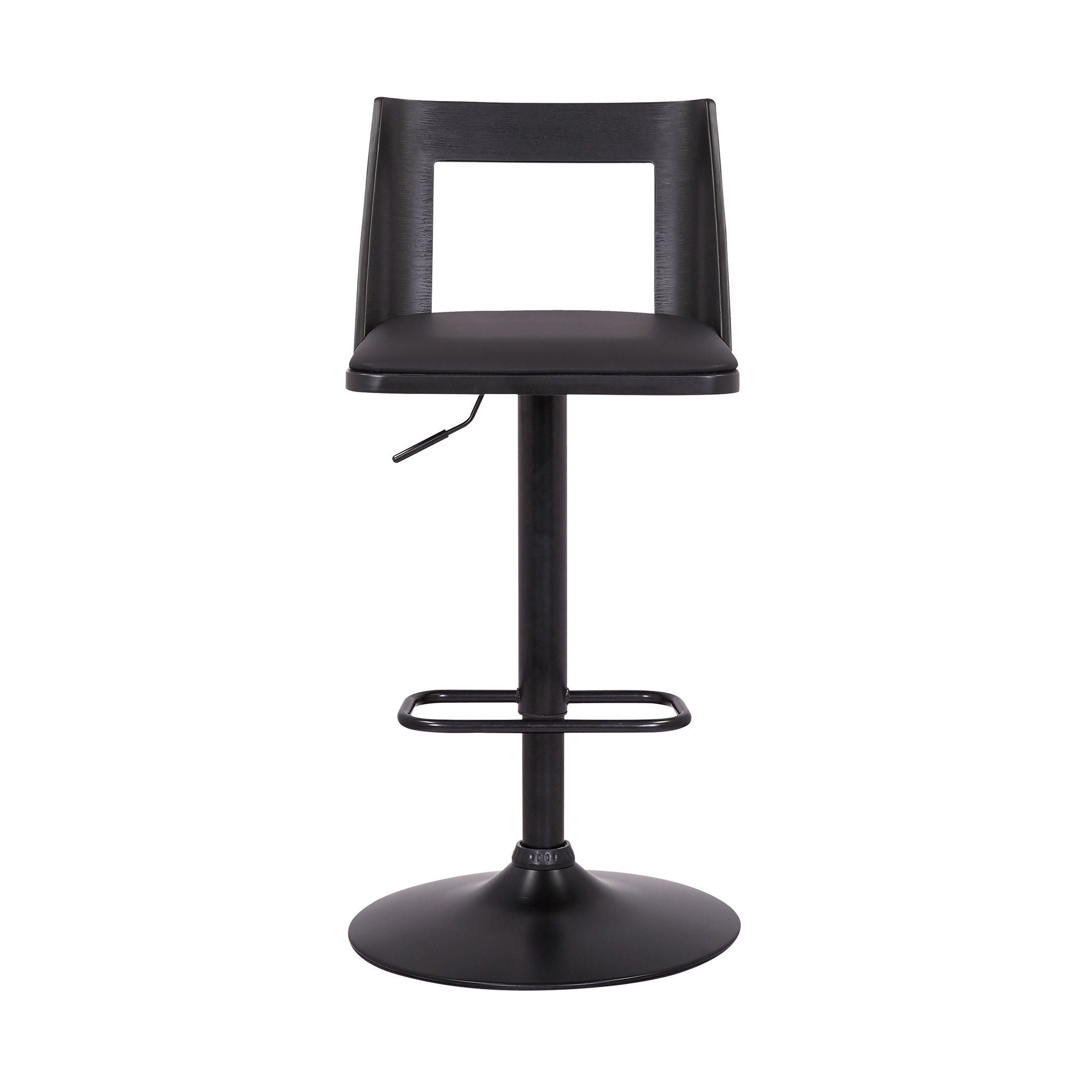 Faux Leather Swivel Adjustable Height Bar Chair - Black