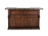 Hacienda Rustic Bar Table with Wine Rack & Open Shelving
