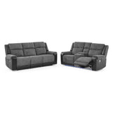 Alicia - Console Reclining Loveseat With Immersive Sound & Blue LED - Black / Gray