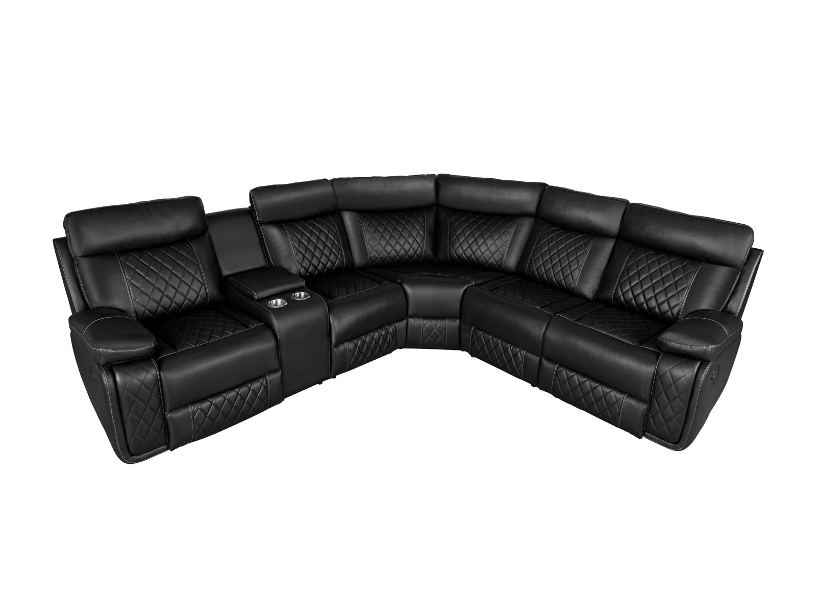 Home Theater Seating Manual Recliner With Cup Holder, Hide - Away Storage PU Reclining Sofa For Living Room, Home Theater