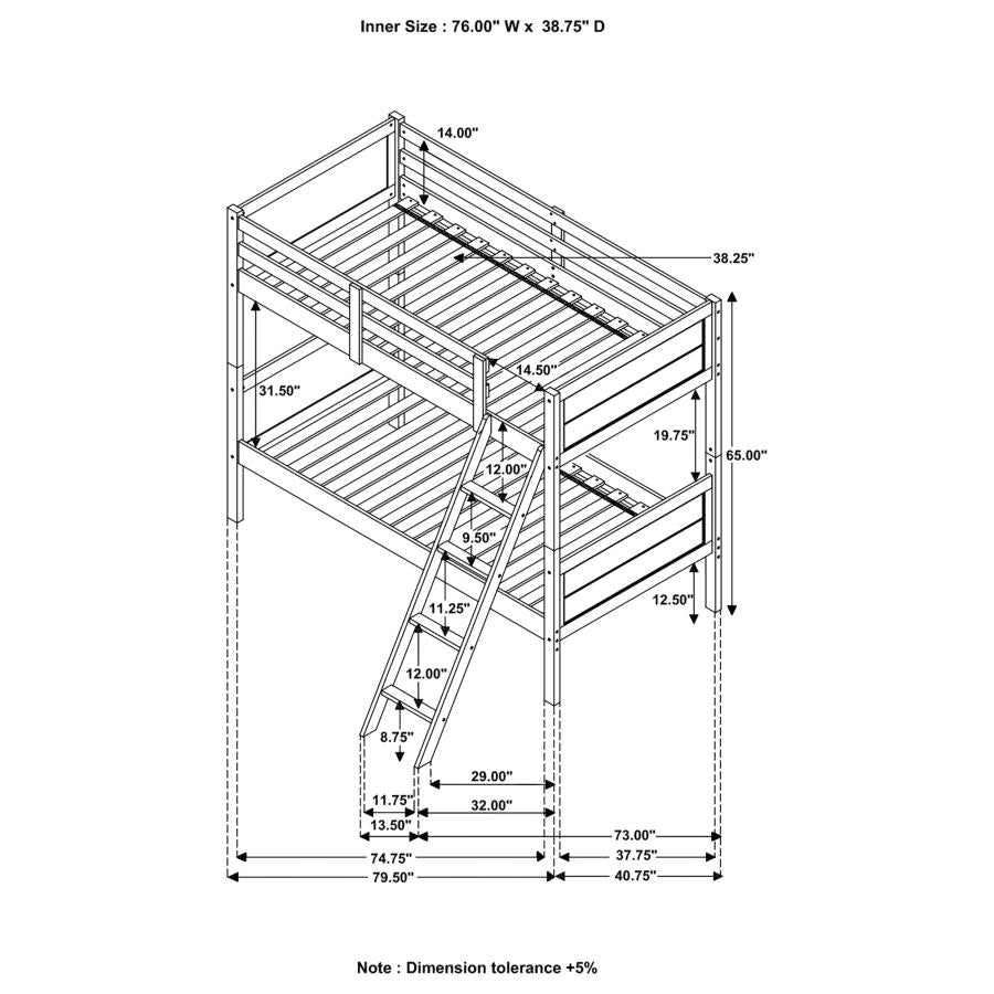 Ryder - Wood Bunk Bed With Mattress