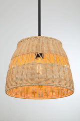 Essence - Single Lights Pendant With Shade - Black / Rattan by Ashcroft Furniture | Bel Furniture