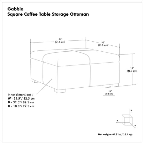 Gabbie - Coffee Table Upholstered Storage Ottoman - view 12