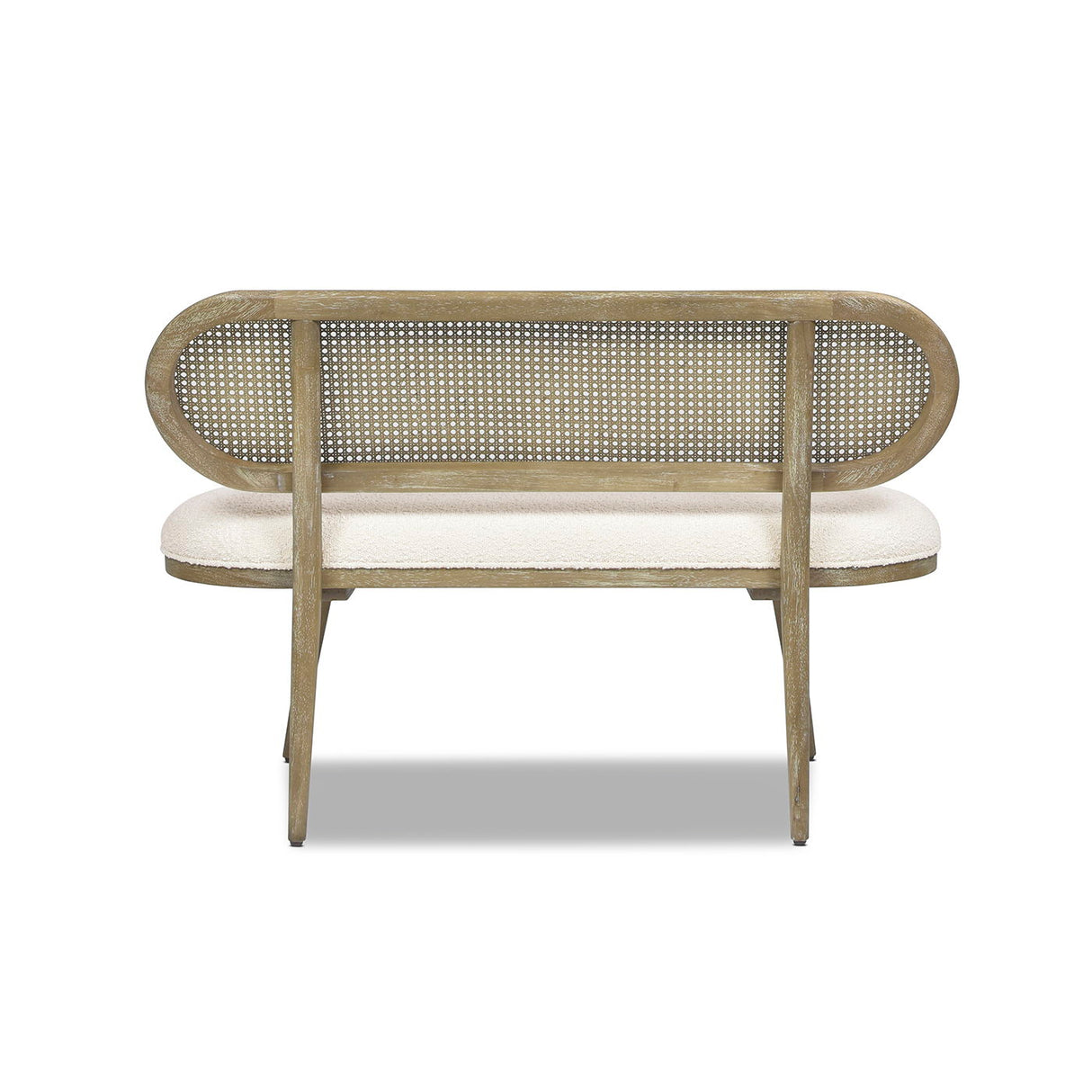 Havana - Cane Upholstered Bench Settee - Ivory White by Jennifer Taylor Home | Bel Furniture