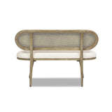 Havana - Cane Upholstered Bench Settee - Ivory White by Jennifer Taylor Home | Bel Furniture