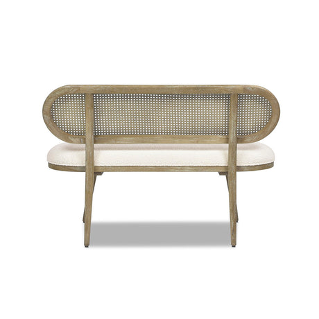 Havana - Cane Upholstered Bench Settee - Ivory White by Jennifer Taylor Home | Bel Furniture