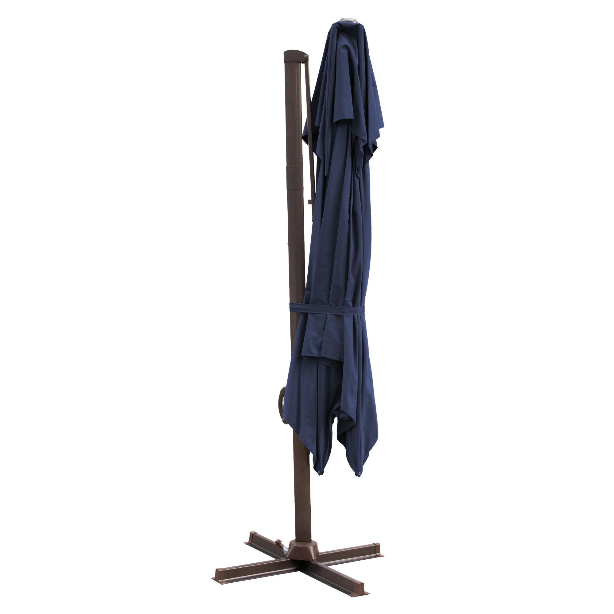 Square Tilt Cantilever Patio Umbrella With Stand - Navy Blue