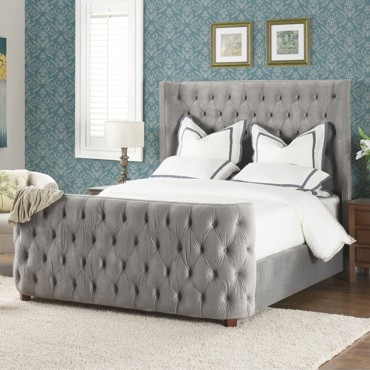 Brooklyn - Tufted Panel Bed Headboard And Footboard Set by Jennifer Taylor Home | Bel Furniture