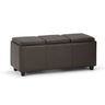 Avalon - Upholstered Storage Ottoman Dark Brown Faux Leather by Simpli-Home | Bel Furniture