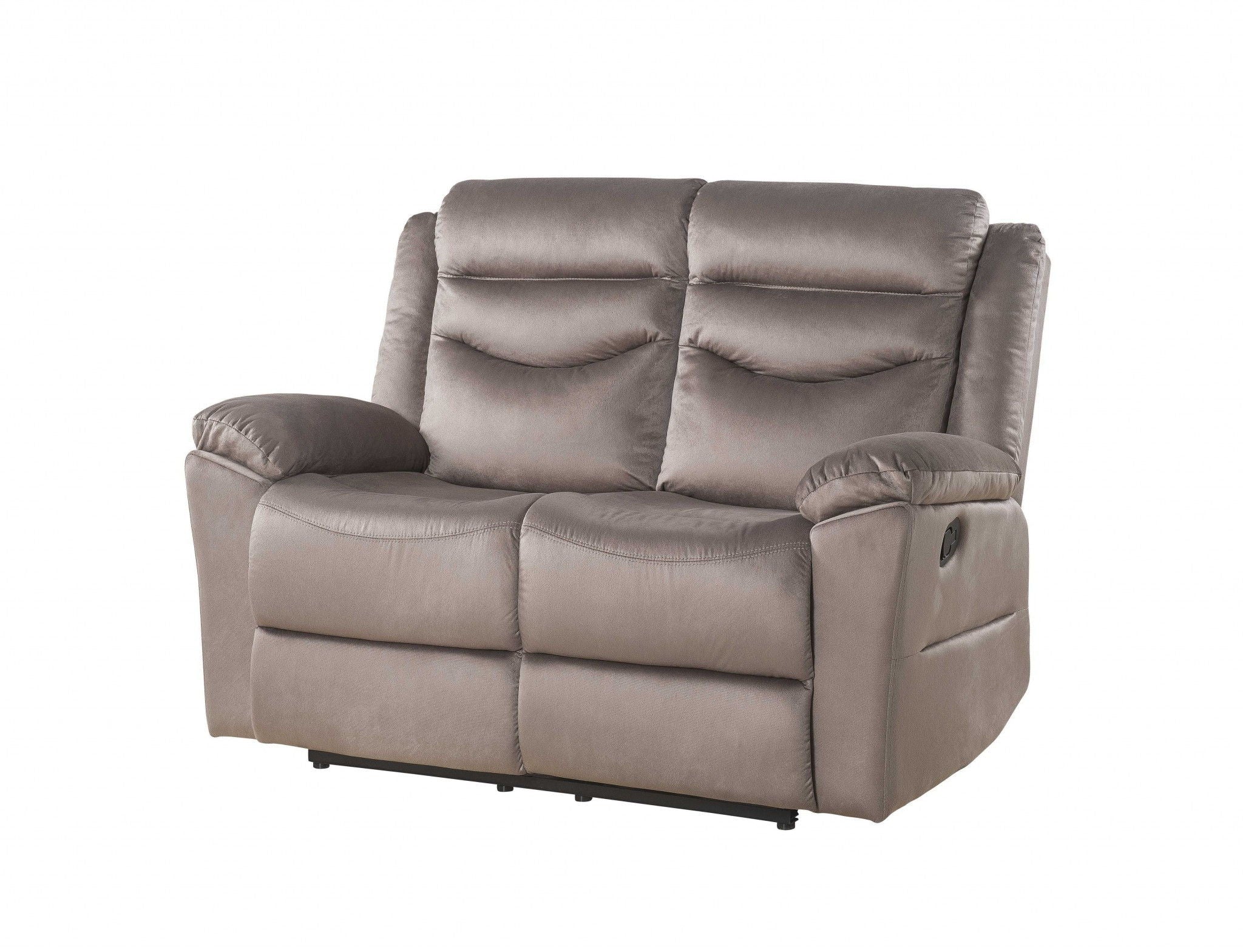 Velvet Manual Reclining Love Seat - Brown