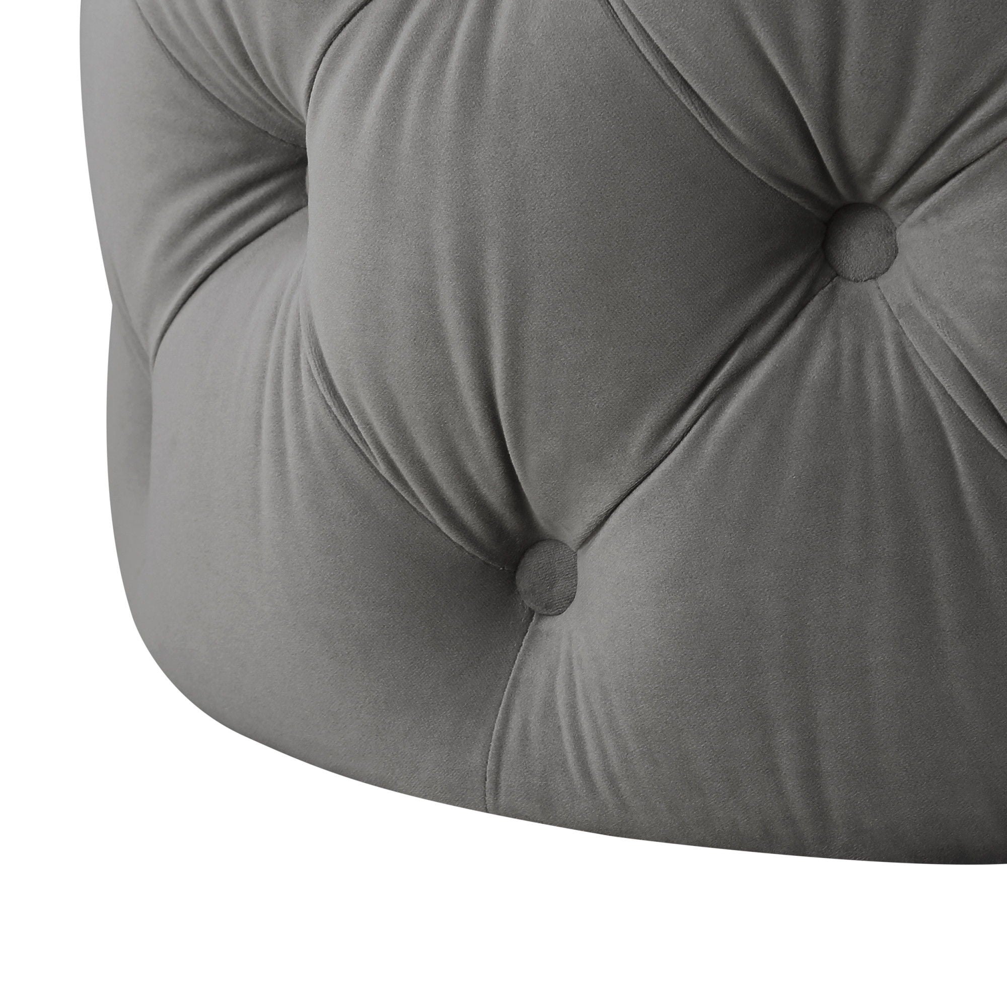 Velvet Tufted Round Ottoman - Gray